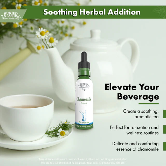 Chamomile Extract Drops - Herbal Sleep & Relaxation Aid - Alcohol-Free, 140mg of 10x Extract - 2oz, 30 Servings