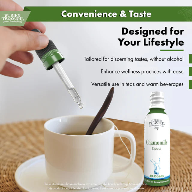 Chamomile Extract Drops - Herbal Sleep & Relaxation Aid - Alcohol-Free, 140mg of 10x Extract - 2oz, 30 Servings