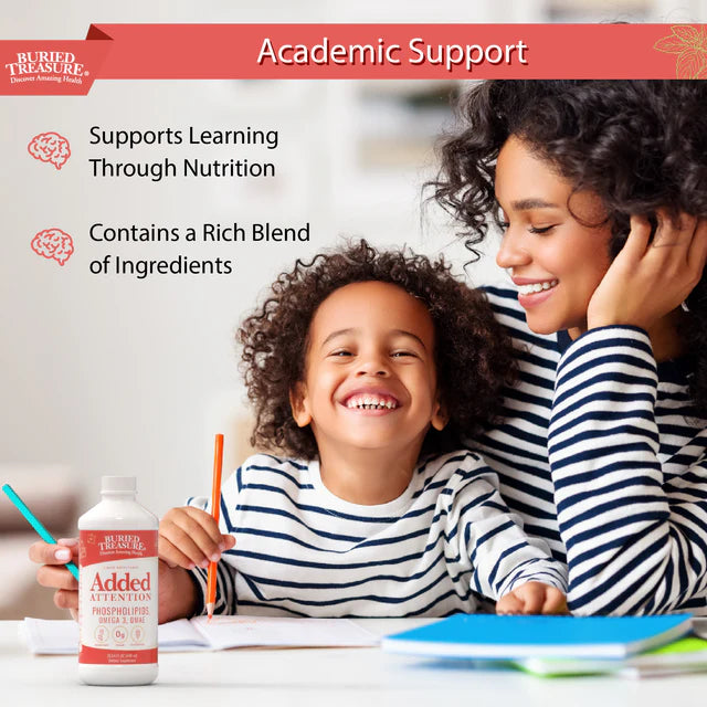 Added Attention - Children’s Brain and Learning Support Supplement, Includes DHA, Vitamins B, DMAE, 16 oz, 32 Servings