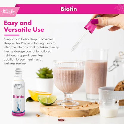 Biotin Drops Liquid Supplement, Supports Hair, Skin & Nails, 120 servings, 2 oz