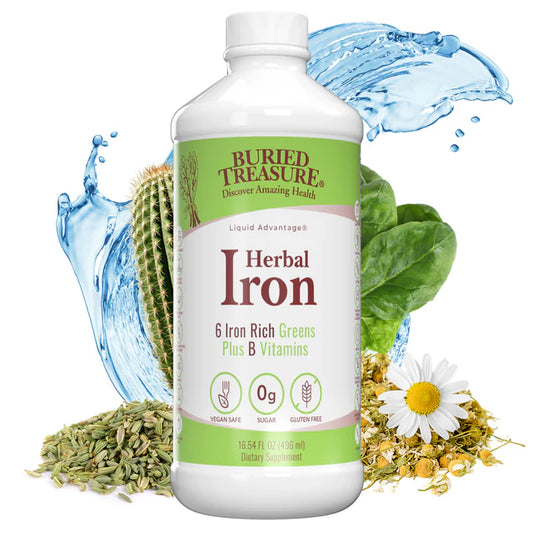 Herbal Iron - Liquid Iron Supplement with Vitamins & Herbs for Women - Supports Iron levels, Energy - Superfood Ingredients - 16oz, 48 Servings