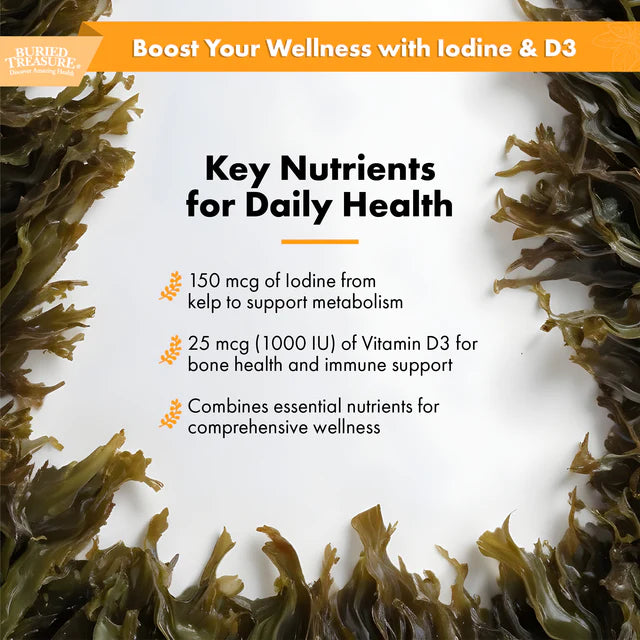 Iodine Drops with Kelp: Natural Thyroid Support, Supports Immunity Health - 120 servings