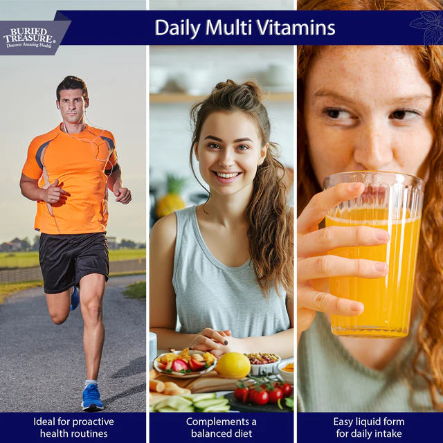 Daily Nutrition Liquid Multivitamin and Mineral Supplement with Trace Minerals and Superfoods - Vitamin A, B-Complex, C, D, E, Methylfolate, Biotin, Calcium, Magnesium, Zinc, Selenium, Resveratrol, 32 servings