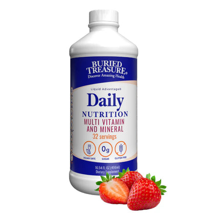 Daily Nutrition Liquid Multivitamin and Mineral Supplement with Trace Minerals and Superfoods - Vitamin A, B-Complex, C, D, E, Methylfolate, Biotin, Calcium, Magnesium, Zinc, Selenium, Resveratrol, 32 servings