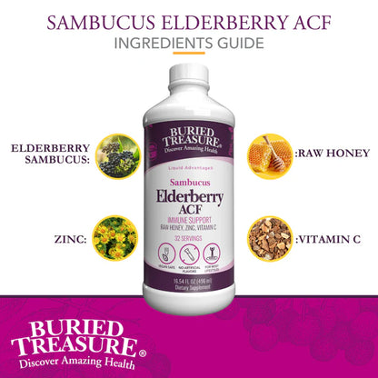 Elderberry ACF Syrup with Vitamin C, Zinc, and Honey - 16222 mg Black Elderberry Fruit Equivalent per Serving - Immune Support – Delicious